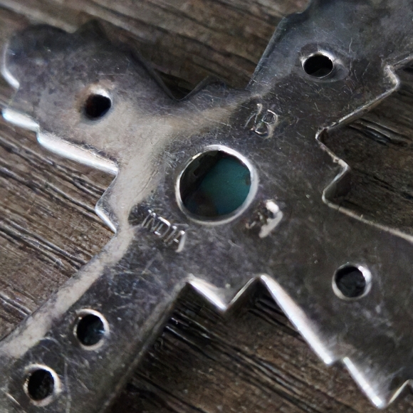 Nicky Butler 925 Sterling Silver Cross Necklace Pendant Turquoise Topaz Vintage - Picture 16 of 16